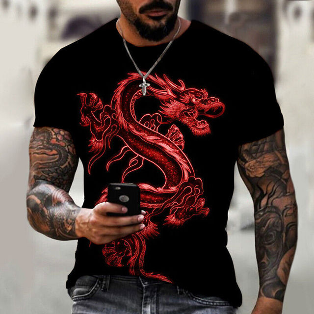 Mens Chinese Dragon Graphic 3D Rose’Mon Retail