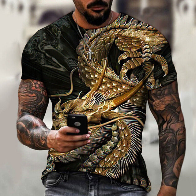 Mens Chinese Dragon Graphic 3D Rose’Mon Retail