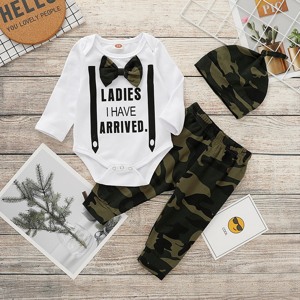 Cute 3PCS Set Newborn Baby Boy Clothes Rose’Mon Retail