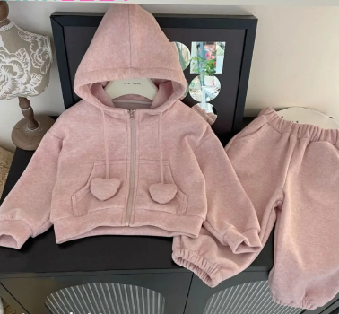 Cotton Fleece Hoodie Suit Embroidery Warm Sweatshirts And Pants 2 Pcs Suit Rose’Mon Retail