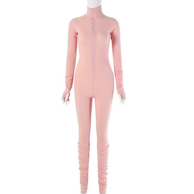 Turtleneck Gloved Sleeve Jumpsuits Rose’Mon Retail