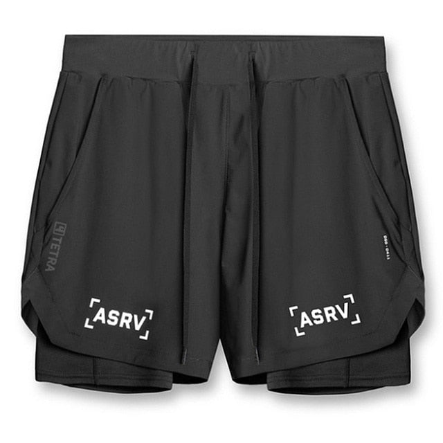 Mens 2 in 1 Quick Dry Shorts Jogging Fitness Training Beach Short Pants Male Summer Sports Workout Bottoms Clothing Rose’Mon Retail