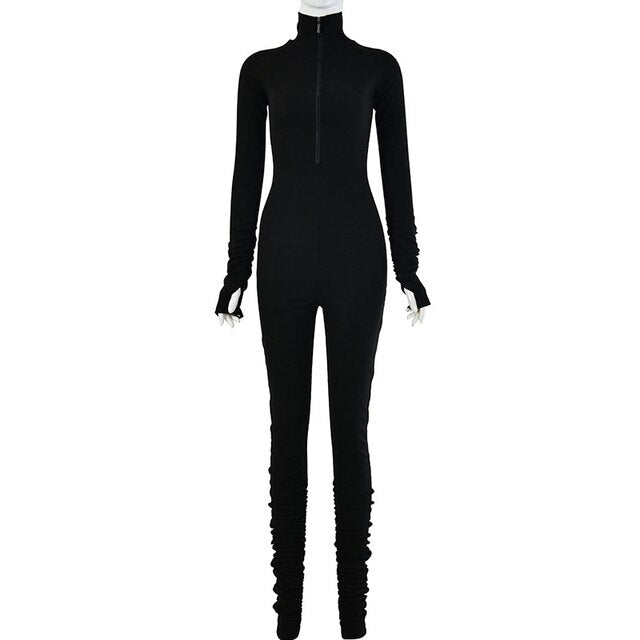 Turtleneck Gloved Sleeve Jumpsuits Rose’Mon Retail