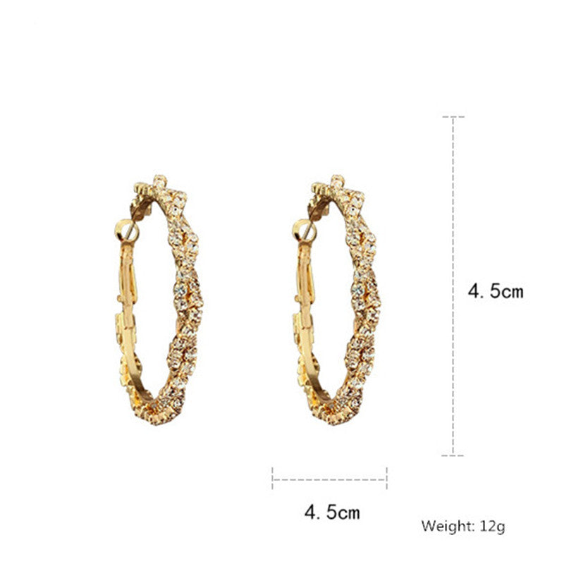 Shiny Screw Crystal Round Hoop Earrings Rose’Mon Retail