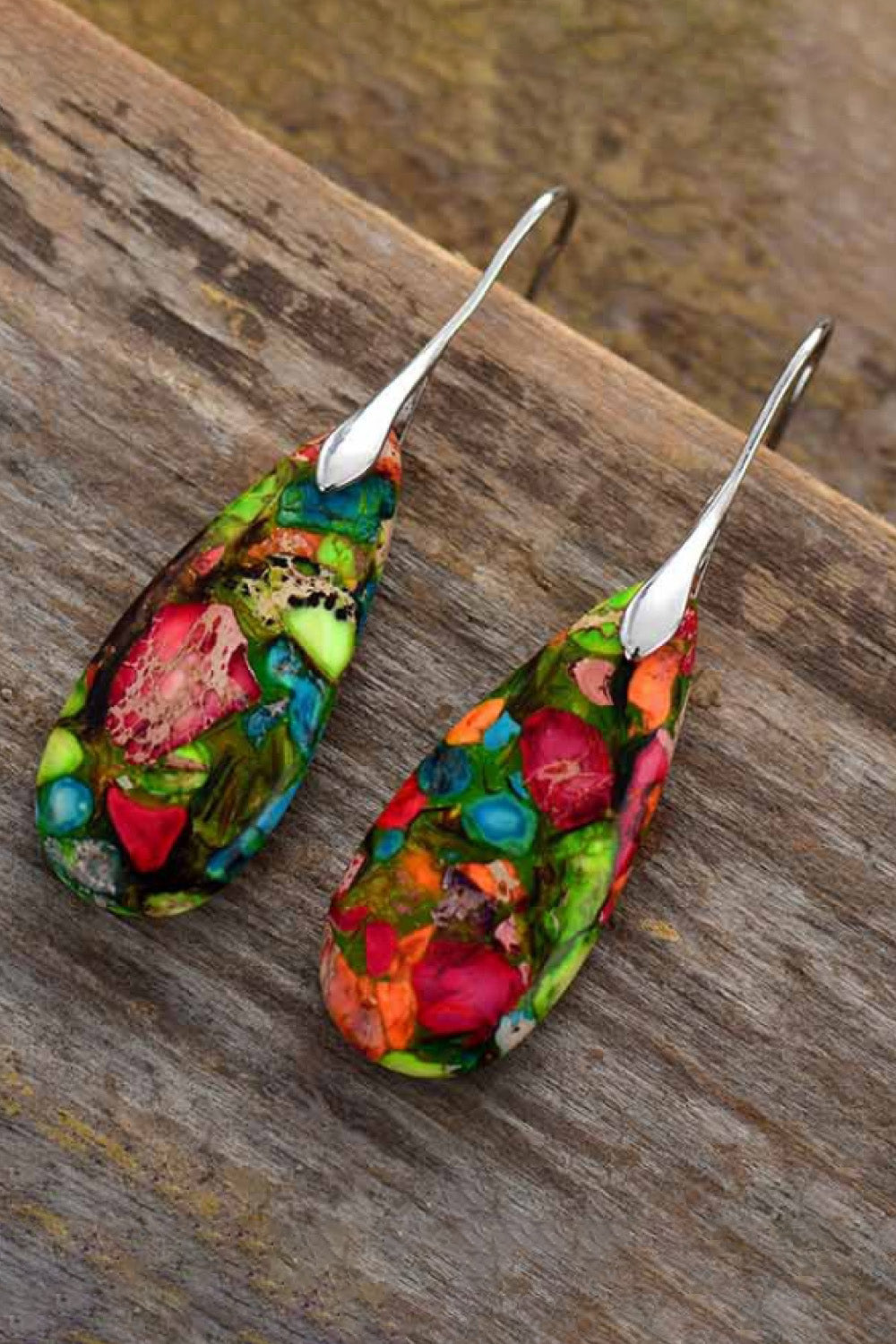 Handmade Teardrop Shape Natural Stone Dangle Earrings Trendsi