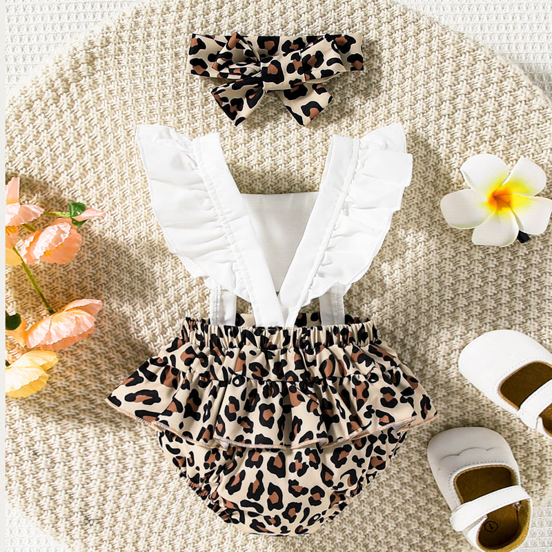 Leopard Print Cutout Square Neck Romper Trendsi