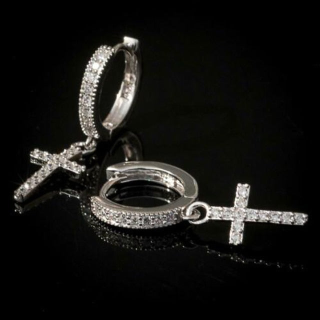 Huitan Stylish Arrow Cross-shape Drop Earrings for Women/Men Dazzling Crystal Zirconia Hiphop Party Female/Male Fashion Earrings