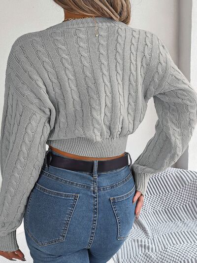 Twisted Cable-Knit V-Neck Sweater Trendsi