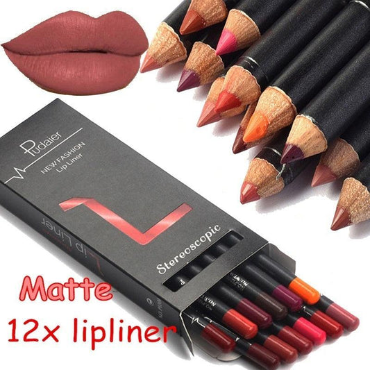 12 Colors Lip Liner Pencil r - Rose’Mon Retail