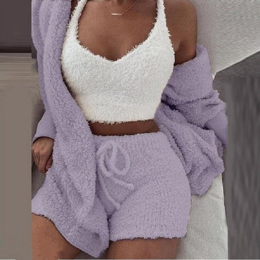 Flannel Velvet Pajamas Set Also available in Plus Sizes - Rose’Mon Retail