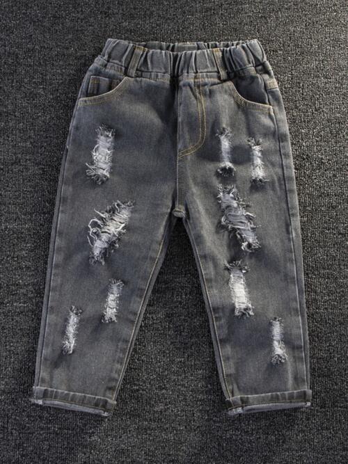 Distressed Elastic Waist Pants Trendsi