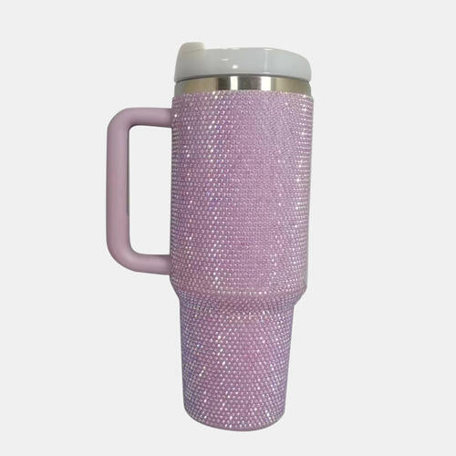 Rhinestone Stainless Steel Tumbler with Straw Trendsi