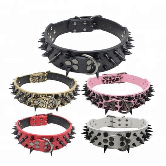 Spiked Studded Leather Collars - Rose’Mon Retail