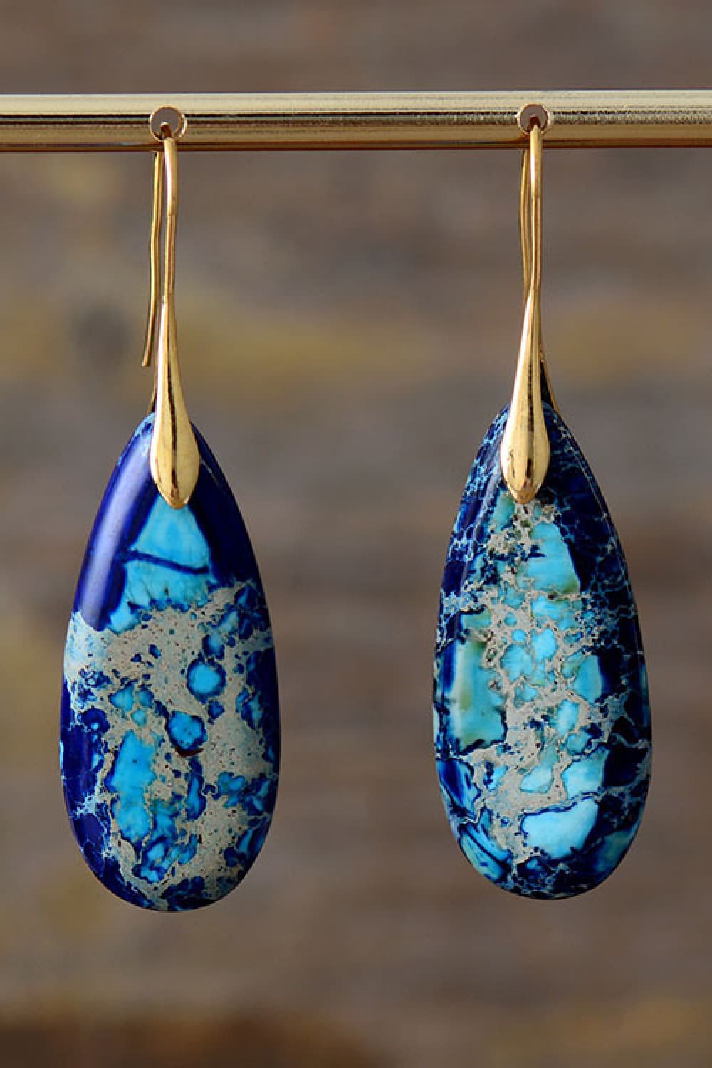 Handmade Teardrop Shape Natural Stone Dangle Earrings Trendsi