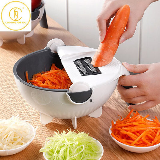 Multi-function Vegetable Cutter Grater Asphalt Basket Washing Vegetable Basket Potato Slicer Potato Chip Grinding Machine Rose’Mon Retail