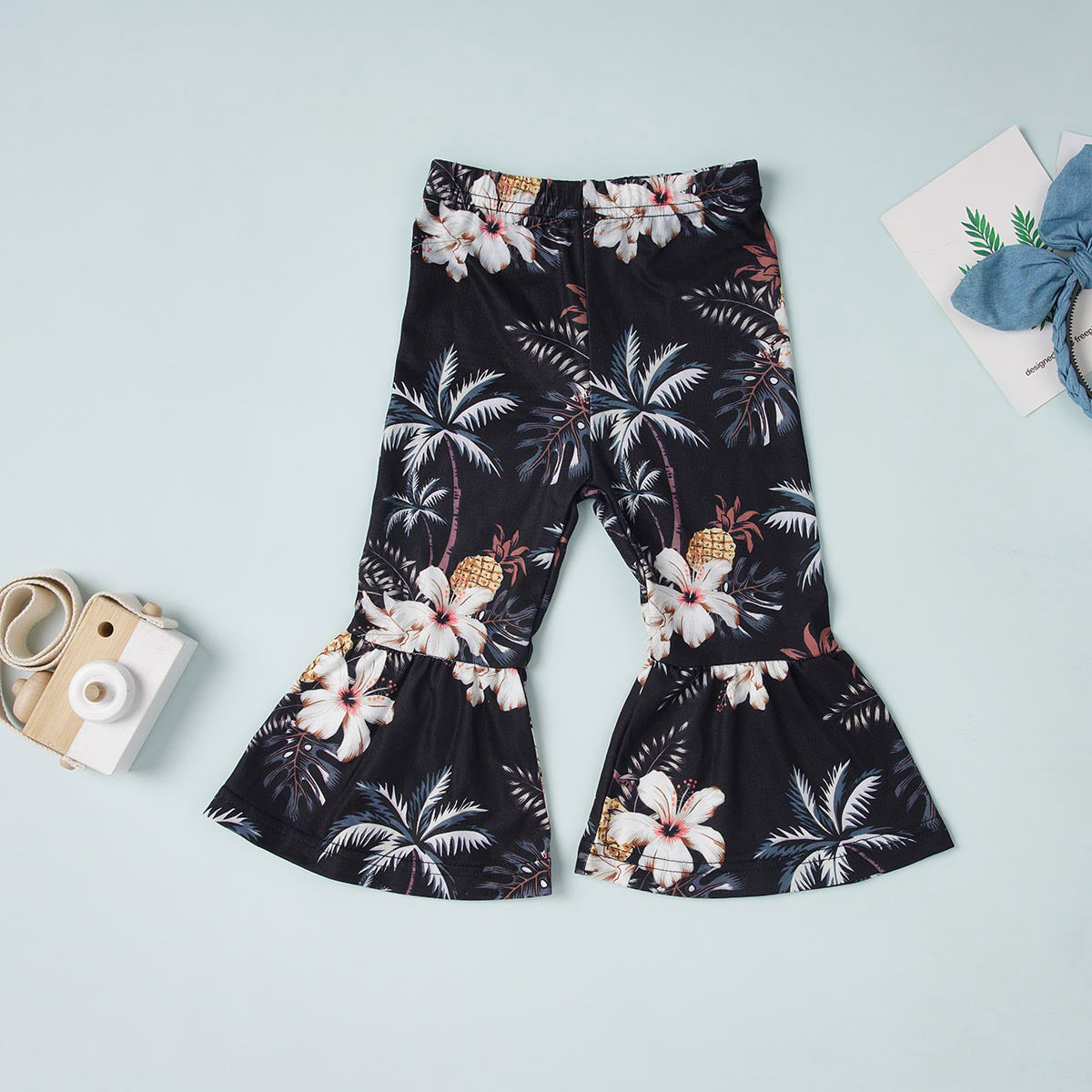 HELLO SUMMER Graphic Top and Floral Flare Pants Set Trendsi