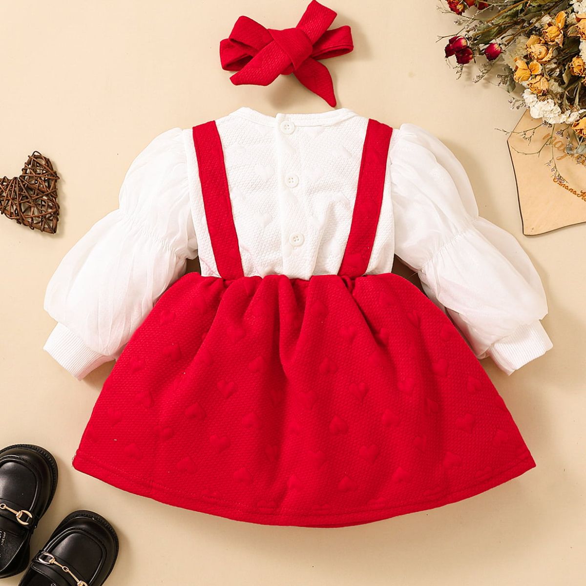 Baby Girl Two-Tone Bow Detail Dress Trendsi