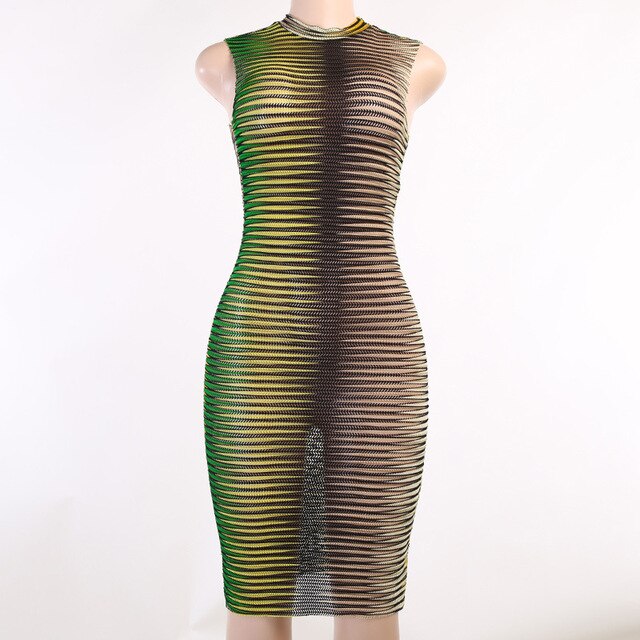 Stripe Printed O-neck Party Mini Dress Rosemond's Retail