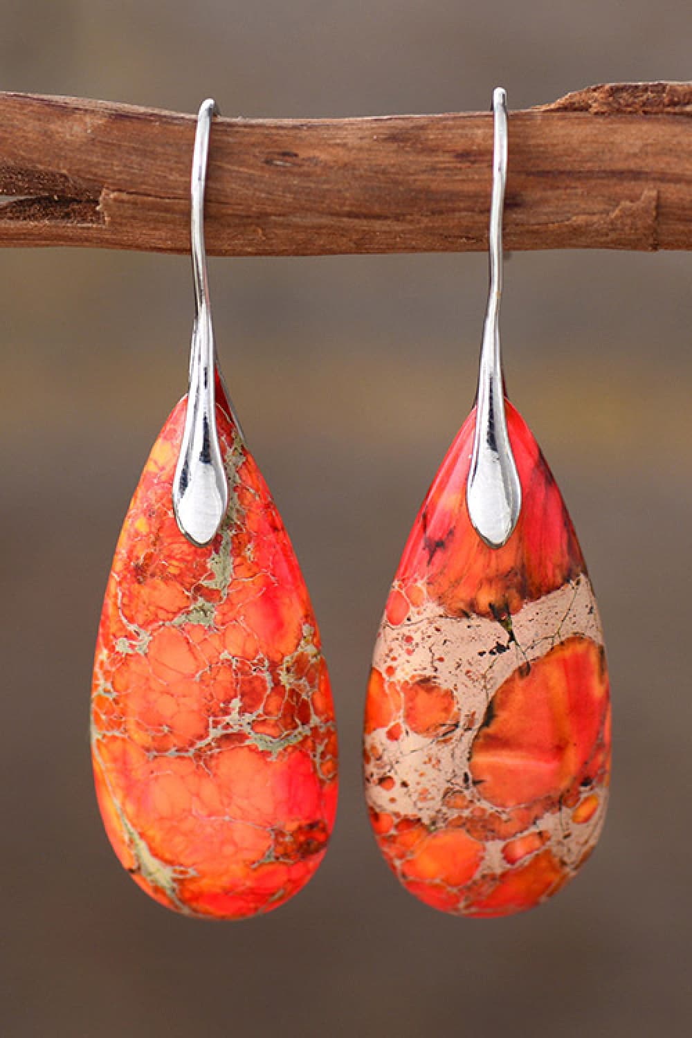 Handmade Teardrop Shape Natural Stone Dangle Earrings Trendsi