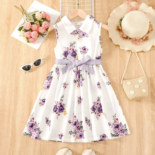 Floral Collared Neck Sleeveless Dress Trendsi