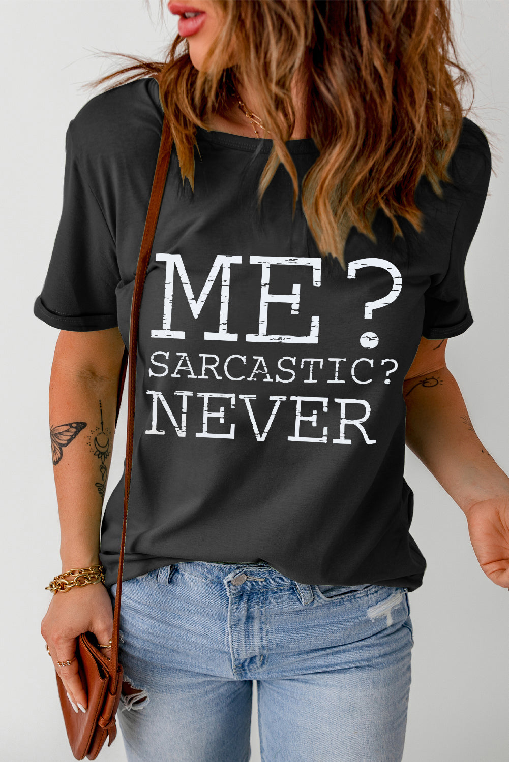 Letter Graphic Round Neck T-Shirt Trendsi