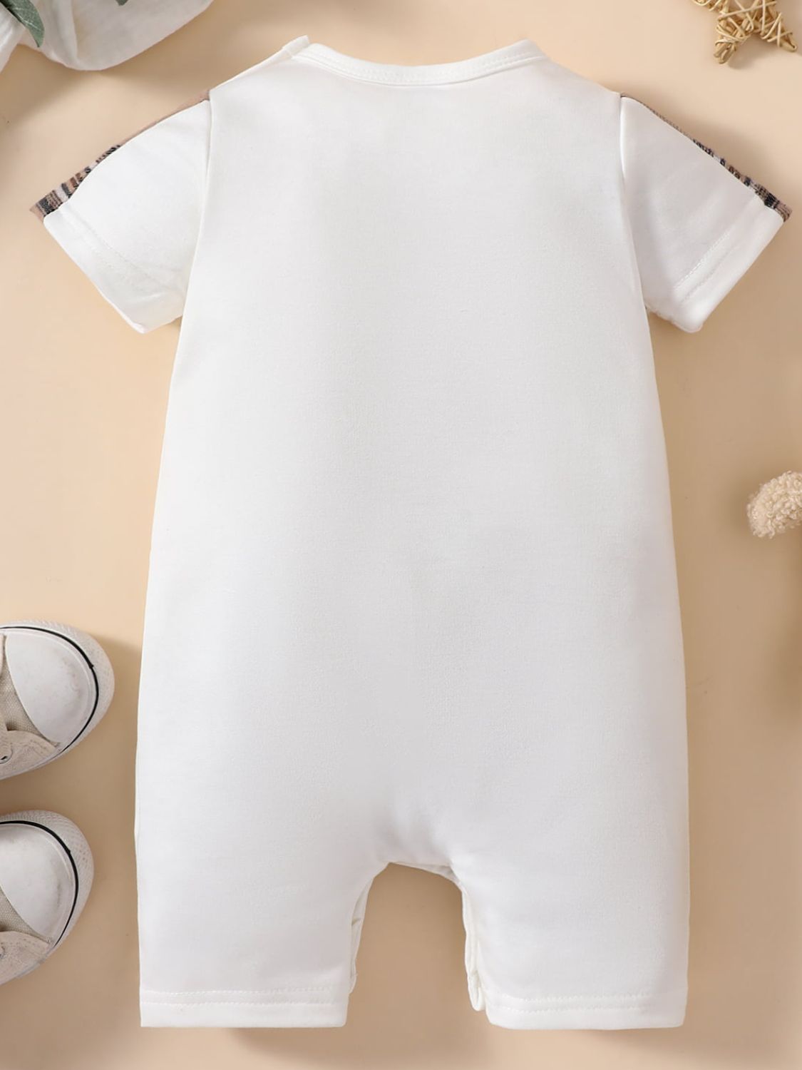 Baby MINI BOSS Bear Graphic Short Sleeve Jumpsuit Trendsi