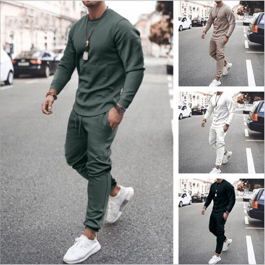 Mens Long  Sleeved 2 Pieces Set Jogger Fitness Sportswear