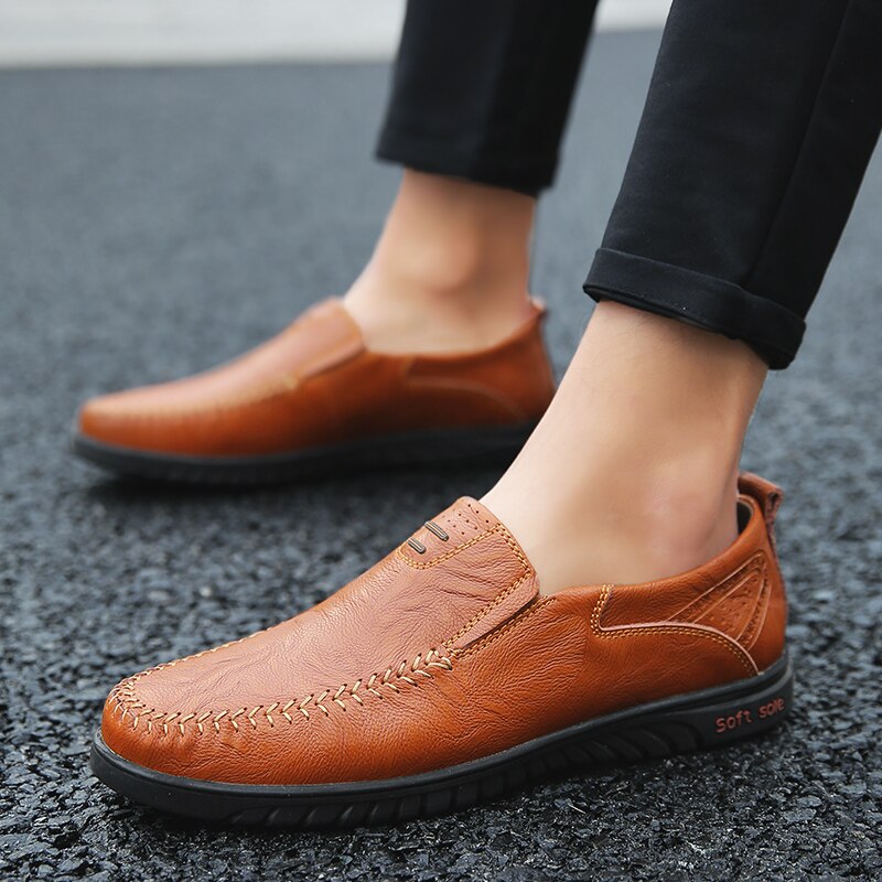 Casual Shoes Luxury Brand Casual Slip on Formal Loafers Men Moccasins Italian Black Male Driving Shoes Rose’Mon Retail