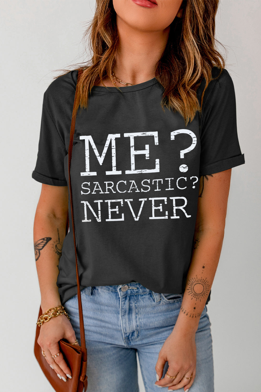 Letter Graphic Round Neck T-Shirt Trendsi