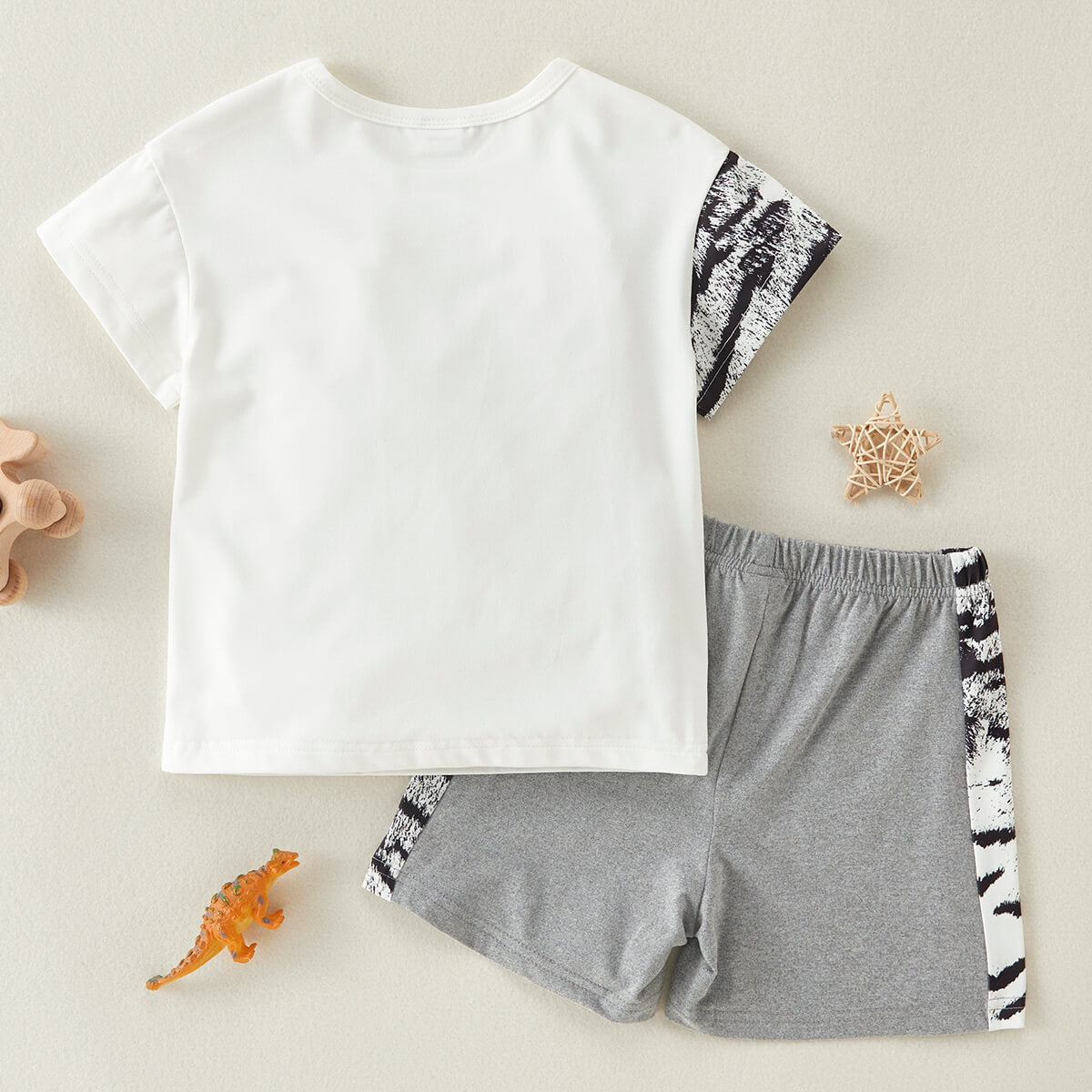 Tiger Graphic Tee and Shorts Set Trendsi