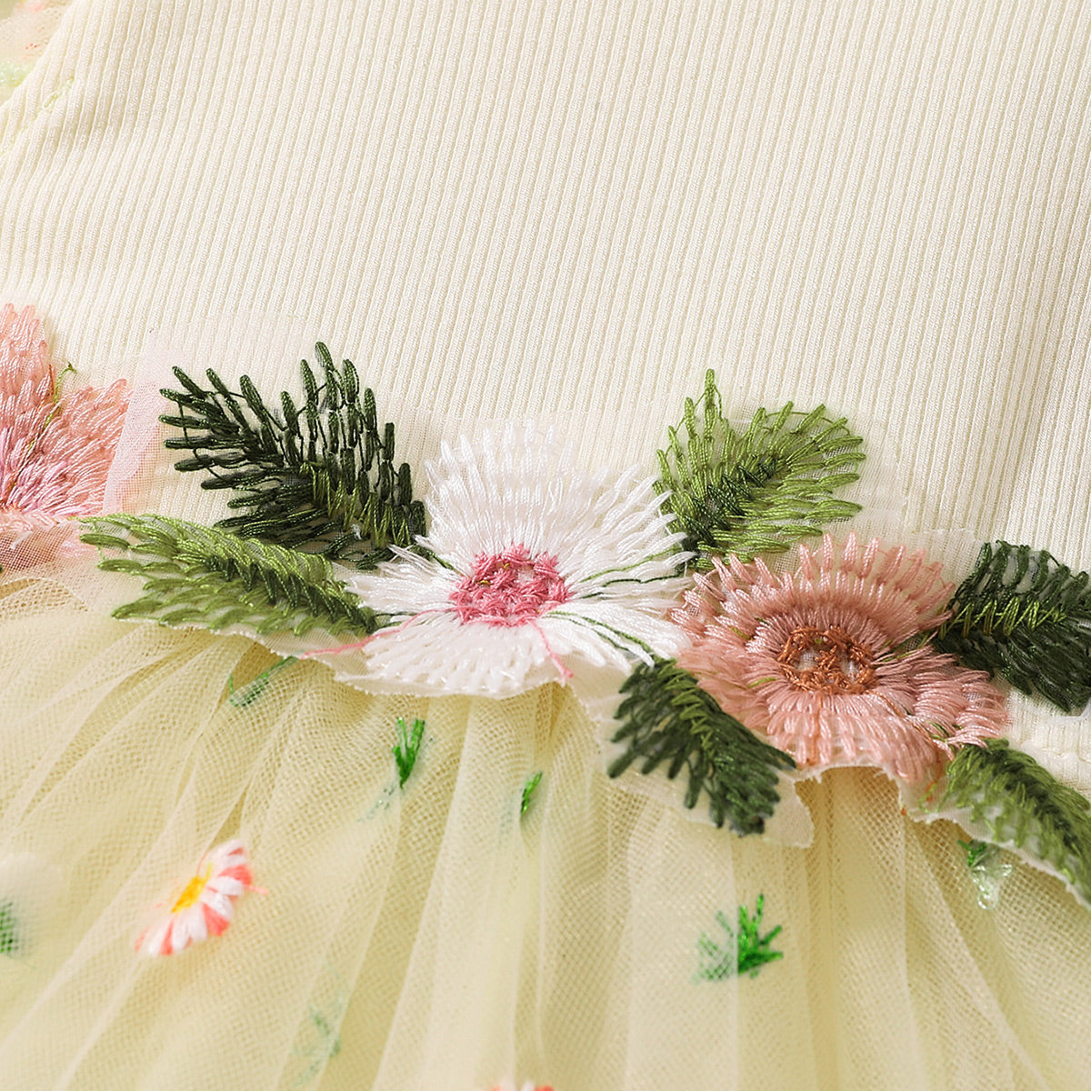 Embroidered Round Neck Flutter Sleeve Dress Trendsi