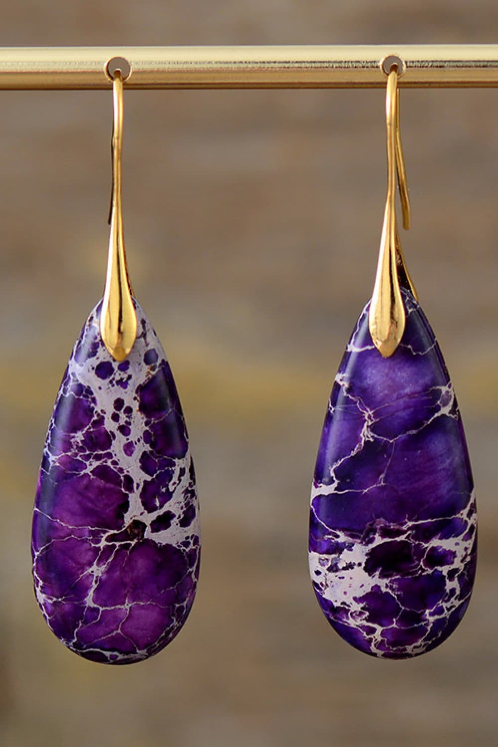 Handmade Teardrop Shape Natural Stone Dangle Earrings Trendsi