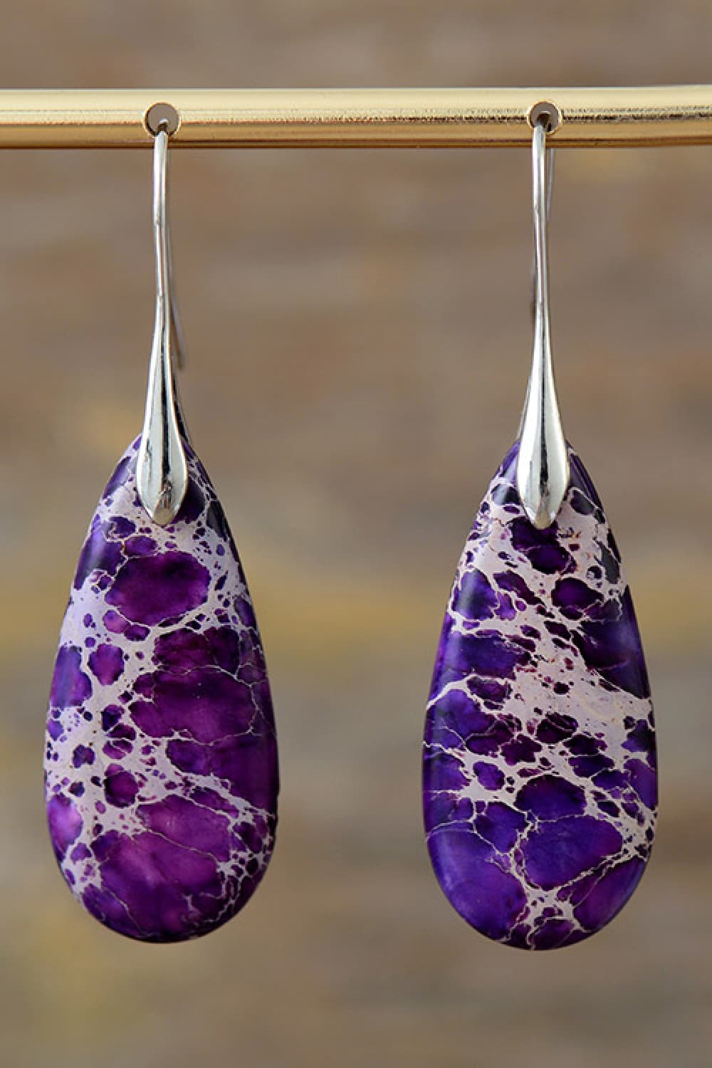 Handmade Teardrop Shape Natural Stone Dangle Earrings Trendsi