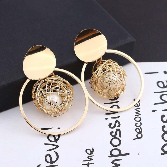 Exquisite Simulated Pearl Stud Earrings Fashion Long Statement Earrings for Womenn Party Wedding Female Jewelry Gift Rosemond's Retail