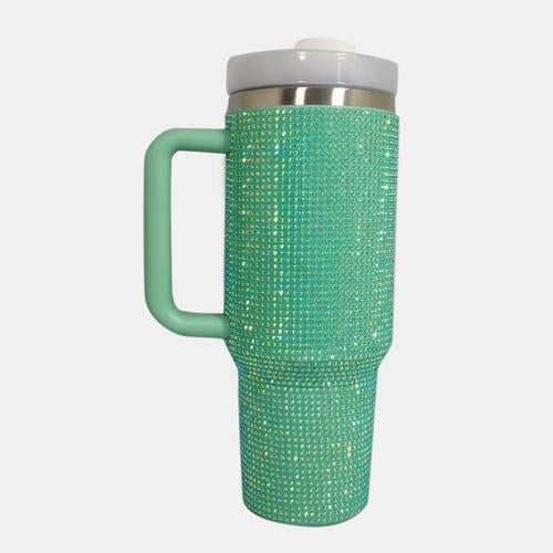 Rhinestone Stainless Steel Tumbler with Straw Trendsi