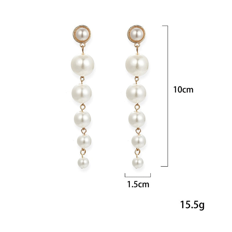 Exquisite Simulated Pearl Stud Earrings Fashion Long Statement Earrings for Womenn Party Wedding Female Jewelry Gift Rosemond's Retail