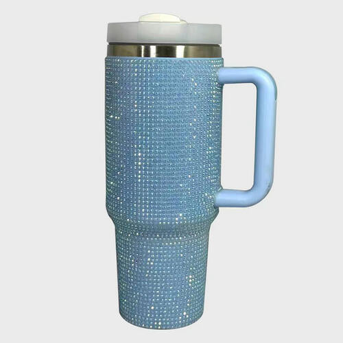 Rhinestone Stainless Steel Tumbler with Straw Trendsi