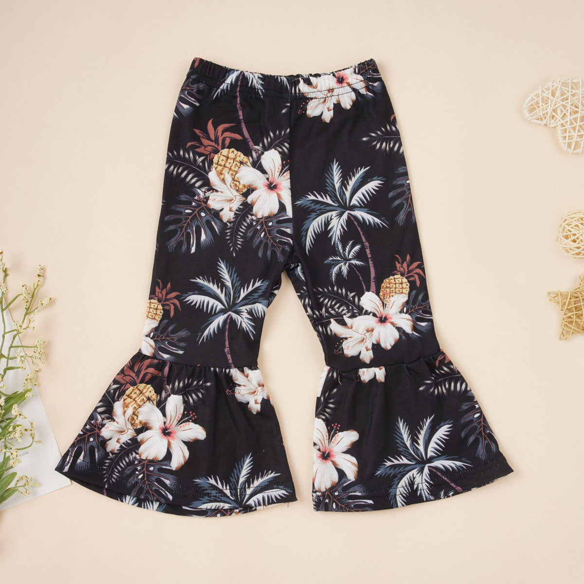 HELLO SUMMER Graphic Top and Floral Flare Pants Set Trendsi