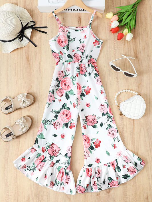 Floral Spaghetti Strap Flare Leg Jumpsuit Trendsi