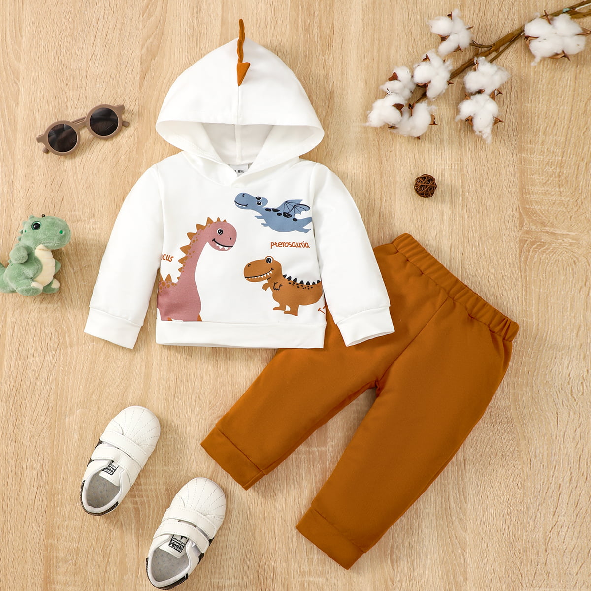 Dinosaur Graphic Hoodie and Pants Set Trendsi