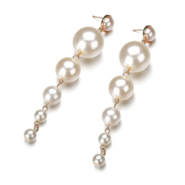 Exquisite Simulated Pearl Stud Earrings Fashion Long Statement Earrings for Womenn Party Wedding Female Jewelry Gift Rosemond's Retail