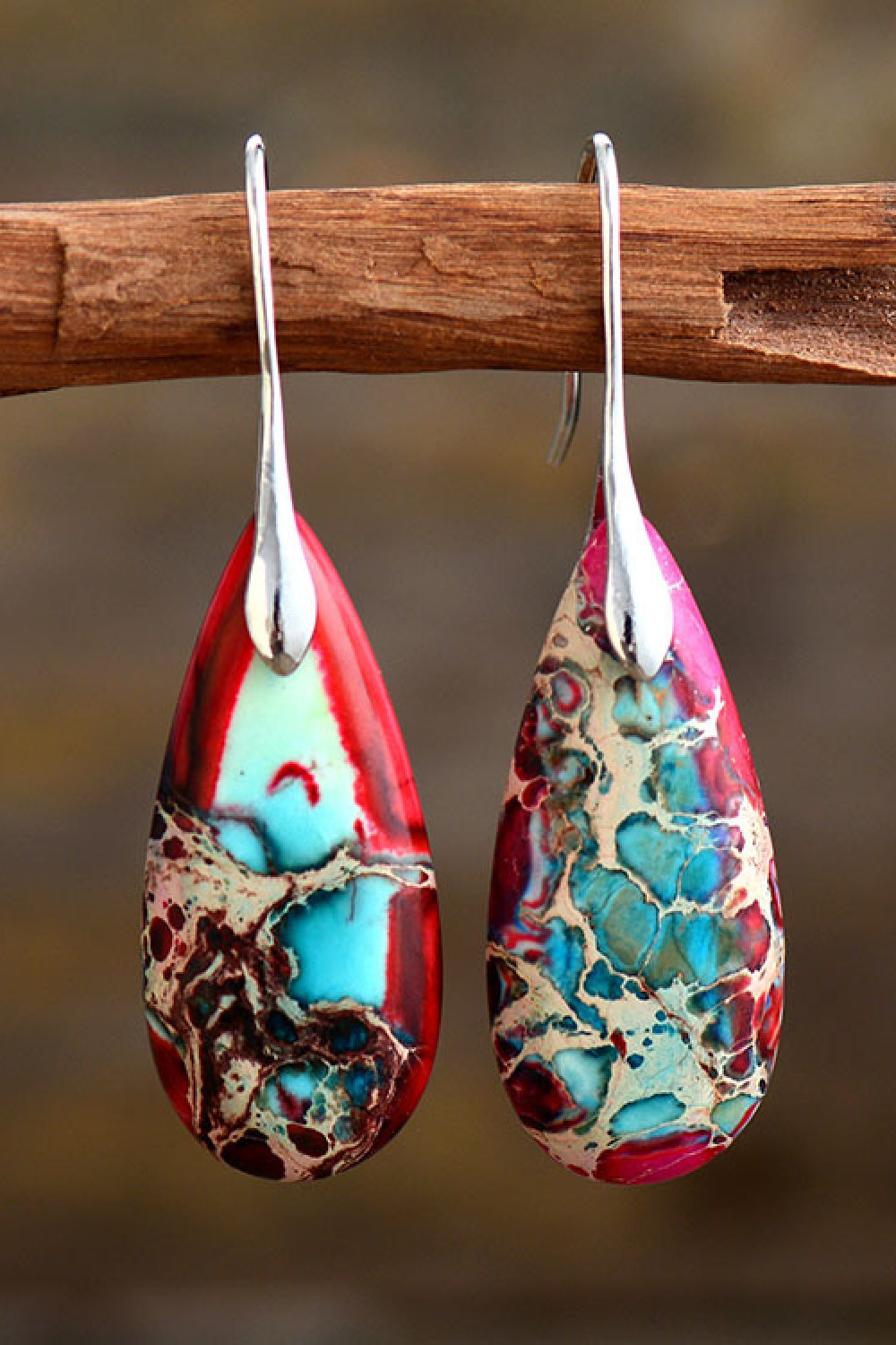 Handmade Teardrop Shape Natural Stone Dangle Earrings Trendsi