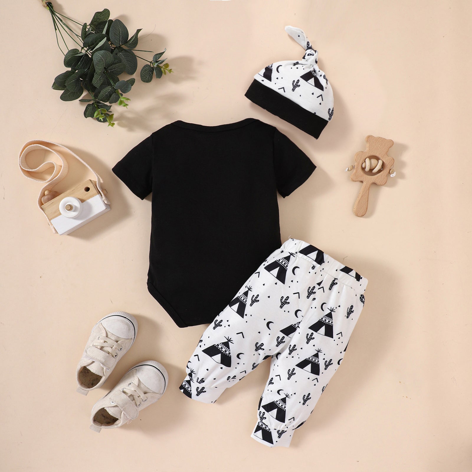 Baby LITTLE BROTHER Graphic Bodysuit and Printed Joggers Set Trendsi