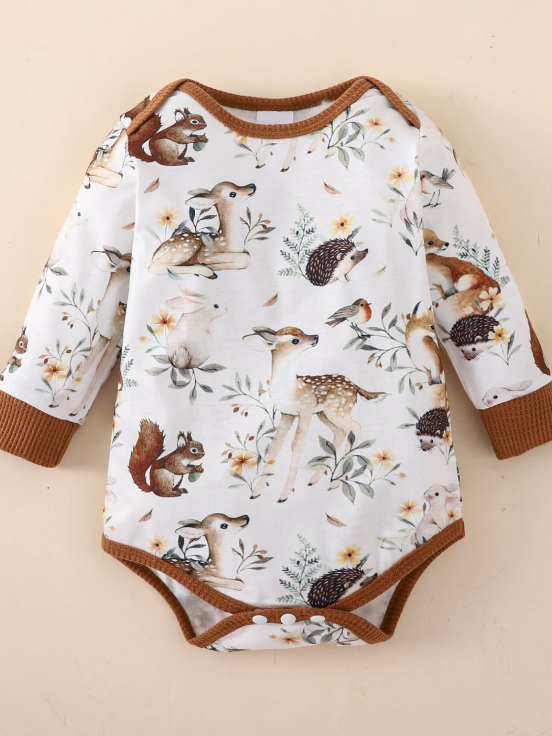 Baby Printed Bodysuit and Waffle-Knit Joggers Set Trendsi