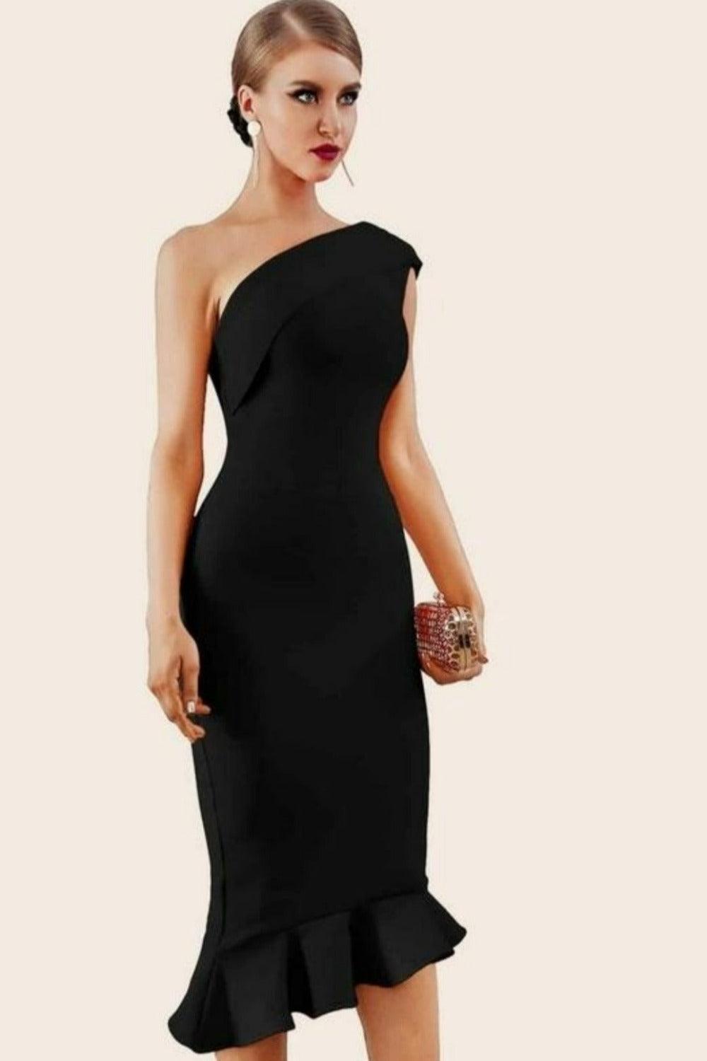 Midnight In London Off Shoulder Bodycon Dress - Rose’Mon Retail