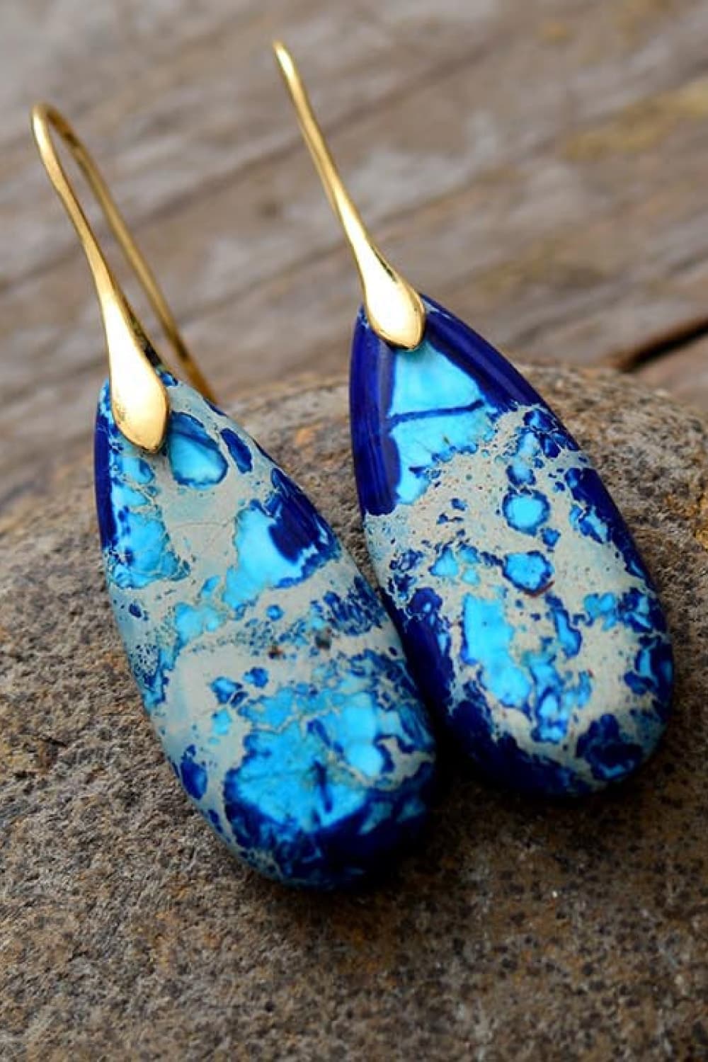 Handmade Teardrop Shape Natural Stone Dangle Earrings Trendsi